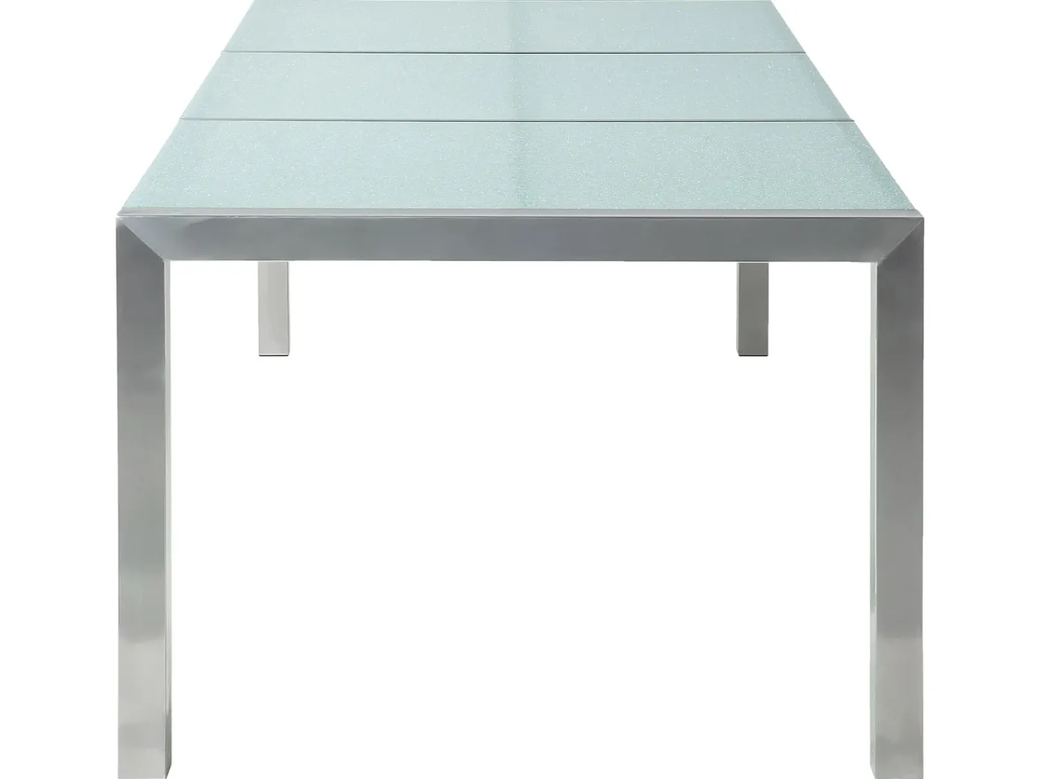 Clearance Beliani Tavolo da pranzo da giardino GROSSETO 220 cm 100 cm Vetro incrinato Trasparente Trasparente Argento