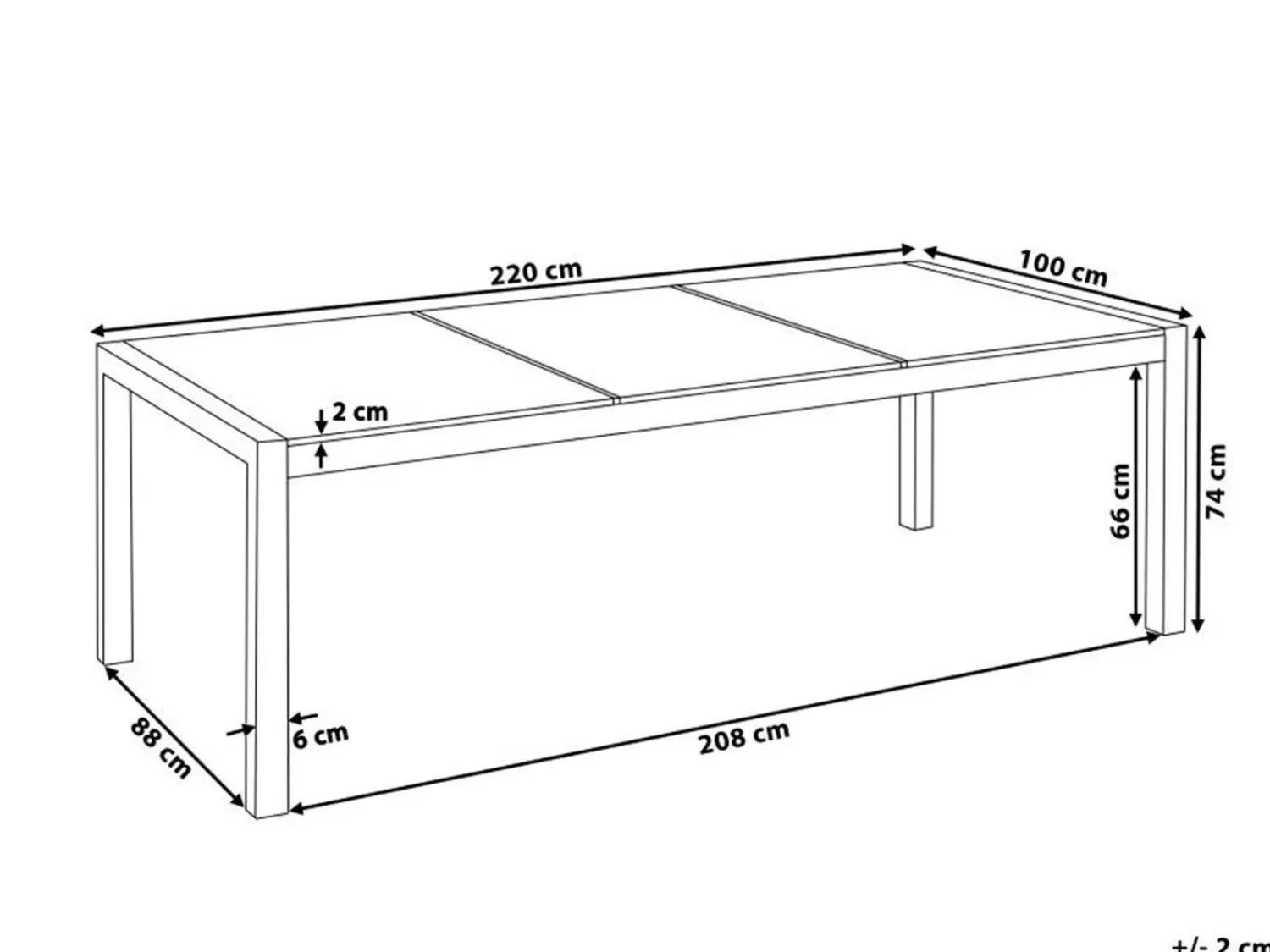 Clearance Beliani Tavolo da pranzo da giardino GROSSETO 220 cm 100 cm Vetro incrinato Trasparente Trasparente Argento