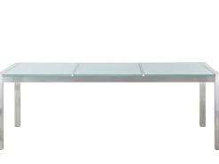 Clearance Beliani Tavolo da pranzo da giardino GROSSETO 220 cm 100 cm Vetro incrinato Trasparente Trasparente Argento