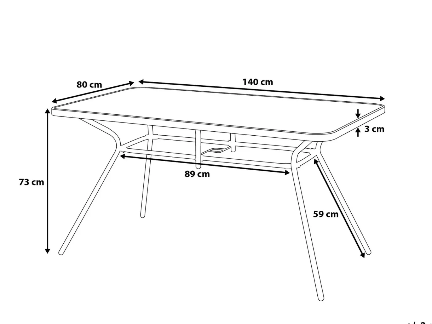 Sale Beliani LIVO 140 cm 80 cm Vetro Nero