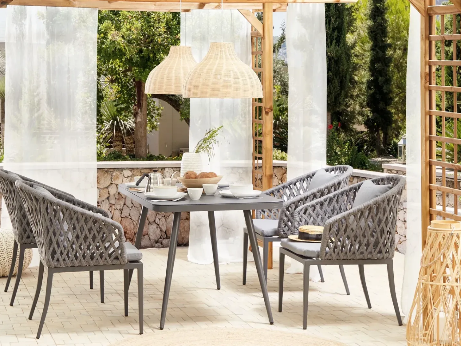 Online Beliani LIPARI 140 cm 80 cm Vetro Grigio