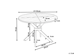 Hot Beliani Tavolo da pranzo da giardino LISSONE 110 cm 110 cm Legno d'acacia Marrone Marrone Nero