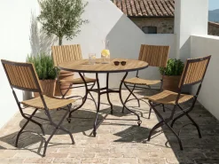 Sale Beliani LASCARI 120 cm 120 cm Legno d'acacia Marrone chiaro Marrone Nero