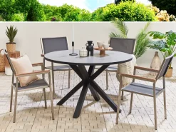 Clearance Beliani MALETTO 120 cm 120 cm Vetro Grigio Grigio Nero