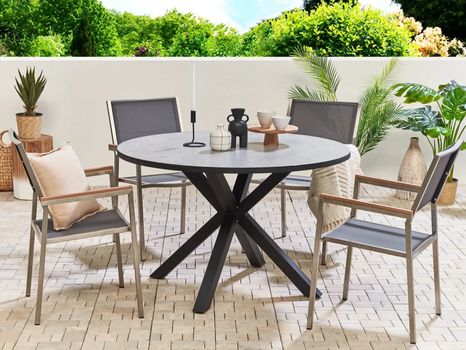 Clearance Beliani MALETTO 120 cm 120 cm Vetro Grigio Grigio Nero