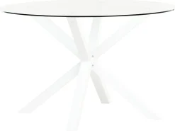 Clearance Beliani Tavolo da pranzo da giardino MALETTO 120 cm 120 cm Vetro Bianco Bianco Trasparente