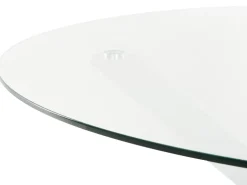 Clearance Beliani Tavolo da pranzo da giardino MALETTO 120 cm 120 cm Vetro Bianco Bianco Trasparente