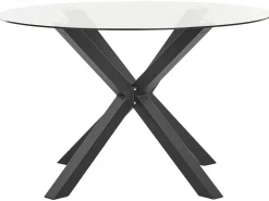 Clearance Beliani Tavolo da pranzo da giardino MALETTO 120 cm 120 cm Vetro Nero Trasparente Nero