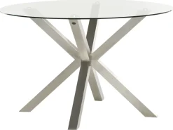 Online Beliani Tavolo da pranzo da giardino MALETTO 120 cm 120 cm Vetro Argento Trasparente Argento
