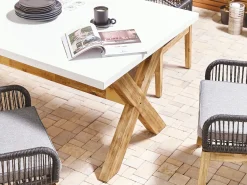 Online Beliani OLBIA 200 cm 100 cm Cemento Bianco Bianco Marrone