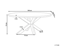 Beliani Tavolo da pranzo da giardino ORISTANO 190 cm 100 cm Cemento Grigio Marrone Grigio