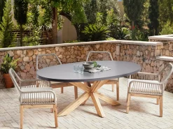 Beliani Tavolo da pranzo da giardino ORISTANO 190 cm 100 cm Cemento Grigio Marrone Grigio