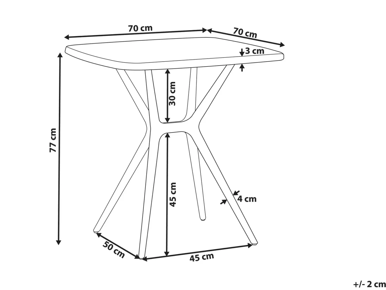 Clearance Beliani Tavolo da pranzo da giardino PIAVE 70 cm 70 cm Nero