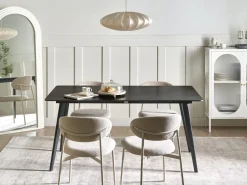 Outlet Beliani Tavolo da pranzo da giardino RODALLO 160 cm 90 cm Pietra Marmo Nero