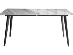 Hot Beliani Tavolo da pranzo da giardino RODALLO 160 cm 90 cm Pietra Marmo Grigio Grigio Nero