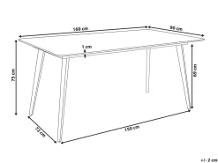Hot Beliani Tavolo da pranzo da giardino RODALLO 160 cm 90 cm Pietra Marmo Grigio Grigio Nero