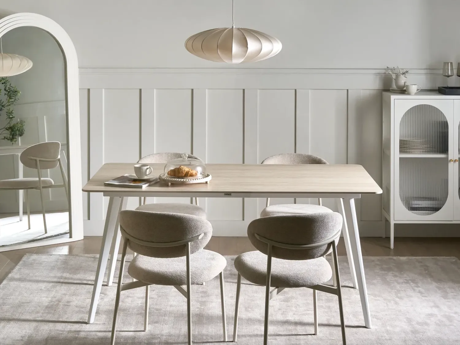 Best Beliani Tavolo da pranzo da giardino RODALLO 160 cm 90 cm Pietra Effetto travertino Bianco Beige