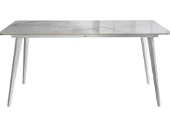 Outlet Beliani Tavolo da pranzo da giardino RODALLO 160 cm 90 cm Pietra Marmo Bianco