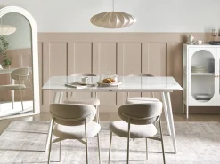 Outlet Beliani Tavolo da pranzo da giardino RODALLO 160 cm 90 cm Pietra Marmo Bianco