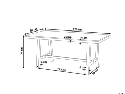 Hot Beliani SCANIA 170 cm 80 cm Legno d'acacia Nero Marrone Nero
