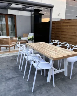 New Beliani SCANIA 170 cm 80 cm Legno d'acacia Bianco Bianco Marrone