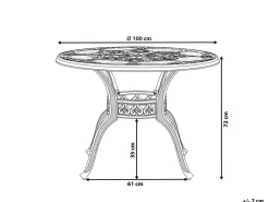 Hot Beliani SAPRI 100 cm 100 cm Metallo scuro Marrone