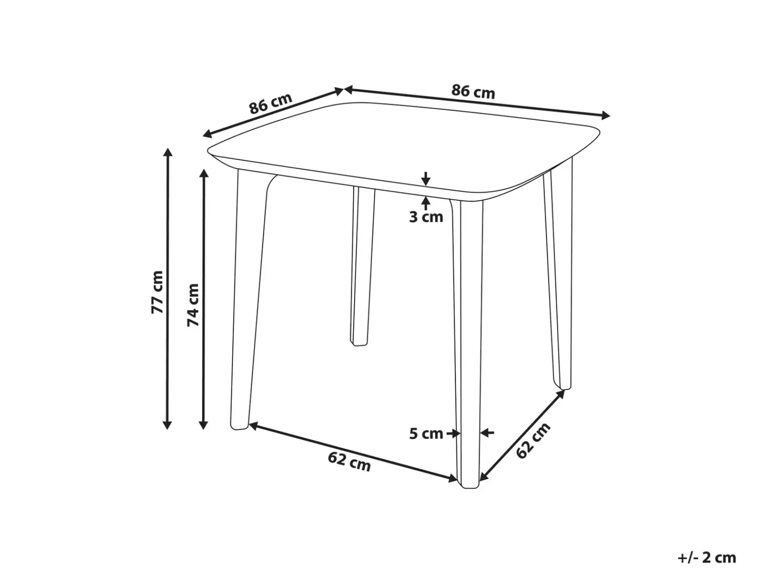 New Beliani Tavolo da pranzo da giardino SORICO 86 cm 86 cm chiaro Beige