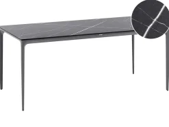 Clearance Beliani Tavolo da pranzo da giardino SOVARETO 180 cm 90 cm Effetto marmo Marmo nero Grigio Nero