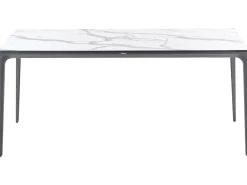 Clearance Beliani Tavolo da pranzo da giardino SOVARETO 180 cm 90 cm Effetto marmo Marmo bianco Bianco Grigio