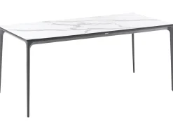 Clearance Beliani Tavolo da pranzo da giardino SOVARETO 180 cm 90 cm Effetto marmo Marmo bianco Bianco Grigio
