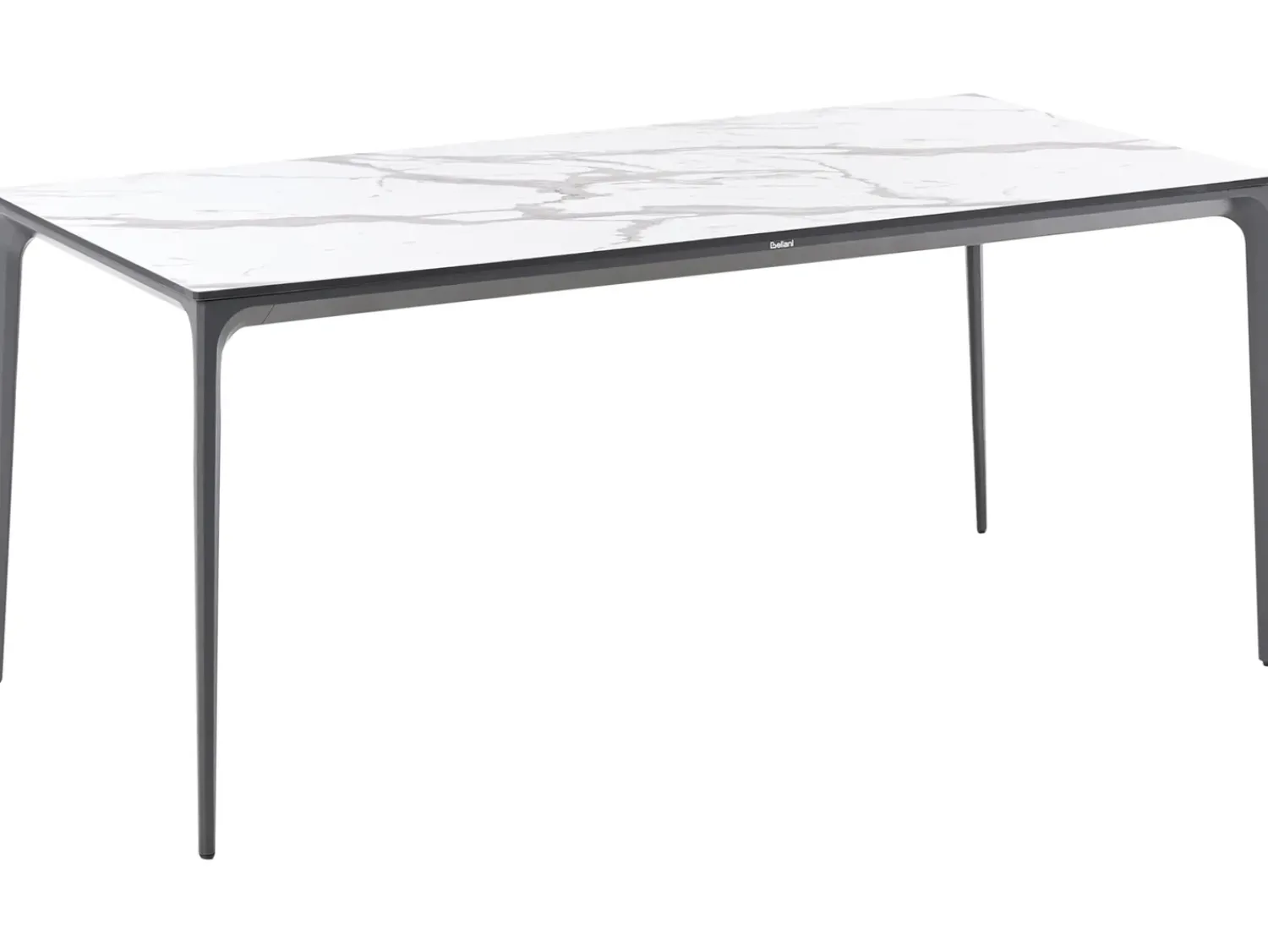 Clearance Beliani Tavolo da pranzo da giardino SOVARETO 180 cm 90 cm Effetto marmo Marmo bianco Bianco Grigio