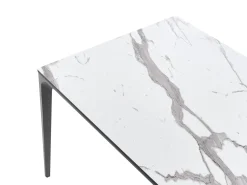 Clearance Beliani Tavolo da pranzo da giardino SOVARETO 180 cm 90 cm Effetto marmo Marmo bianco Bianco Grigio