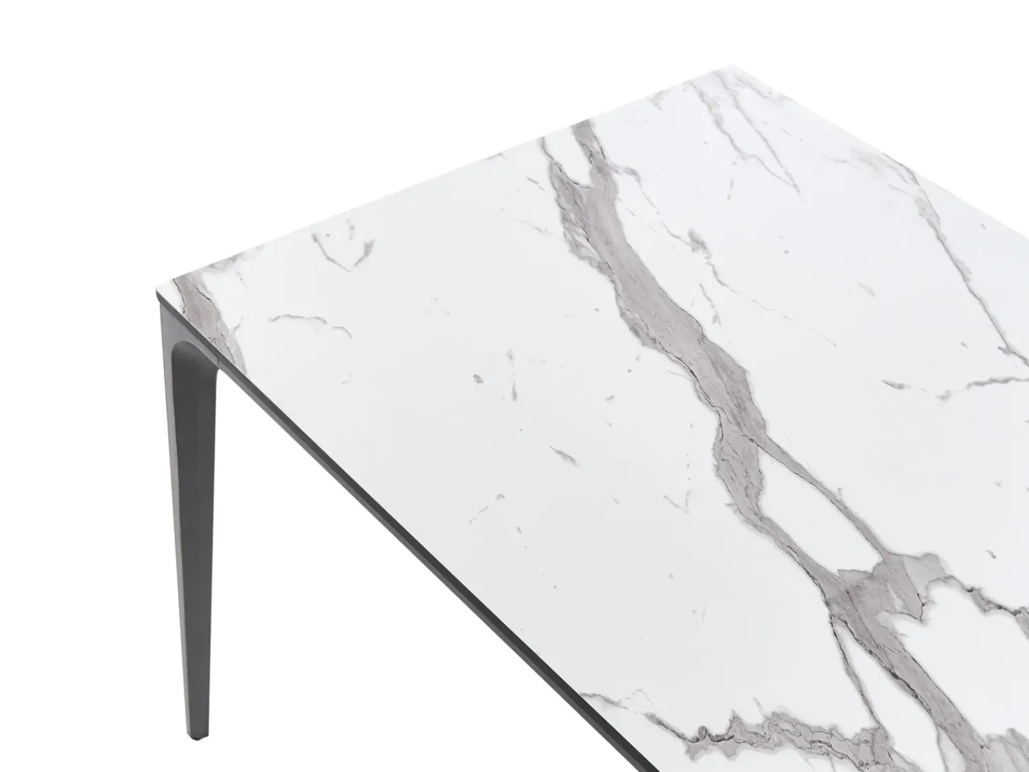 Clearance Beliani Tavolo da pranzo da giardino SOVARETO 180 cm 90 cm Effetto marmo Marmo bianco Bianco Grigio