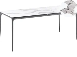Clearance Beliani Tavolo da pranzo da giardino SOVARETO 180 cm 90 cm Effetto marmo Marmo bianco Bianco Grigio