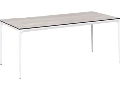Beliani Tavolo da pranzo da giardino SOVARETO 180 cm 90 cm Simil legno Grigio chiaro Bianco Grigio