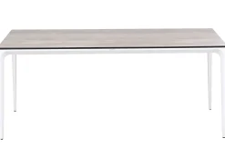 Beliani Tavolo da pranzo da giardino SOVARETO 180 cm 90 cm Simil legno Grigio chiaro Bianco Grigio