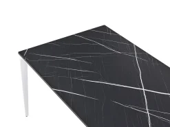 Outlet Beliani Tavolo da pranzo da giardino SOVARETO 180 cm 90 cm Effetto marmo Marmo nero Bianco Nero