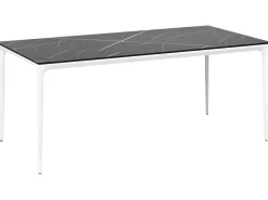 Outlet Beliani Tavolo da pranzo da giardino SOVARETO 180 cm 90 cm Effetto marmo Marmo nero Bianco Nero
