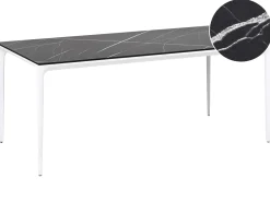 Outlet Beliani Tavolo da pranzo da giardino SOVARETO 180 cm 90 cm Effetto marmo Marmo nero Bianco Nero