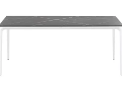 Outlet Beliani Tavolo da pranzo da giardino SOVARETO 180 cm 90 cm Effetto marmo Marmo nero Bianco Nero