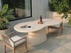Outlet Beliani Tavolo da pranzo da giardino SPOLETO 200 cm 110 cm Beige