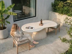 Outlet Beliani Tavolo da pranzo da giardino SPOLETO 200 cm 110 cm Beige