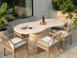 Outlet Beliani Tavolo da pranzo da giardino SPOLETO 200 cm 110 cm Beige
