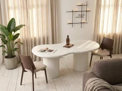 Clearance Beliani Tavolo da pranzo da giardino SIRMIONE 200 cm 110 cm Effetto terrazzo Terrazzo Bianco