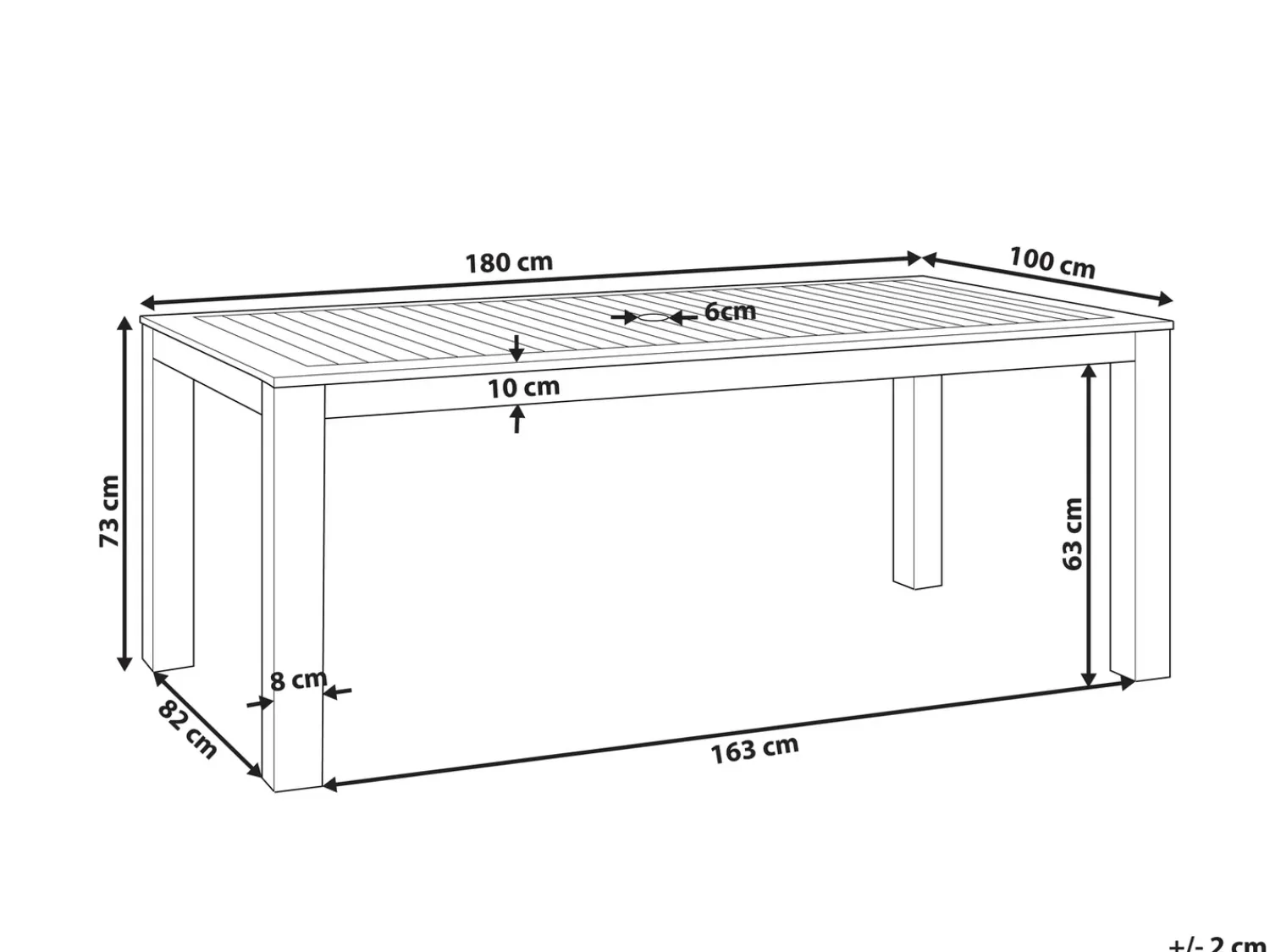 Beliani TUSCANIA 180 cm 100 cm Legno d'eucalipto scuro Marrone