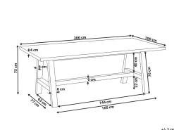 Online Beliani TONNARE 200 cm 100 cm Cemento Grigio Marrone Grigio