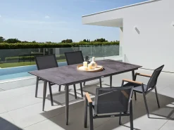New Beliani Tavolo da pranzo da giardino TOLENTINO 180 cm 90 cm Effetto pietra Grigio