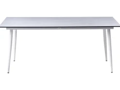 Beliani Tavolo da pranzo da giardino TOLENTINO 180 cm 90 cm Effetto pietra Effetto travertino Beige Bianco