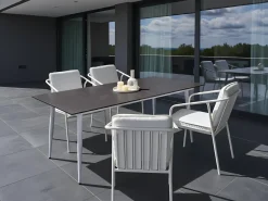 New Beliani Tavolo da pranzo da giardino TOLENTINO 180 cm 90 cm Effetto marmo Marmo Grigio Bianco Grigio