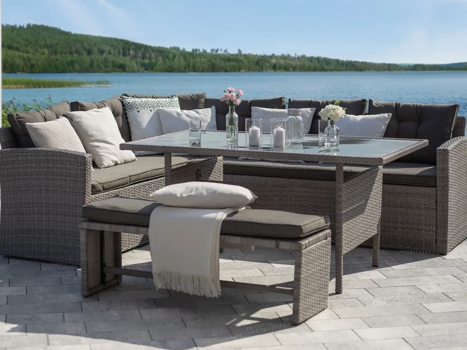 Online Beliani VITERBO 145 cm 80 cm Vetro chiaro Grigio